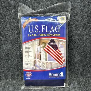 NEW Annin U.S. Flag 3 X 5 Ft Poly-Cotton Strong Canvas Heading Made In USA